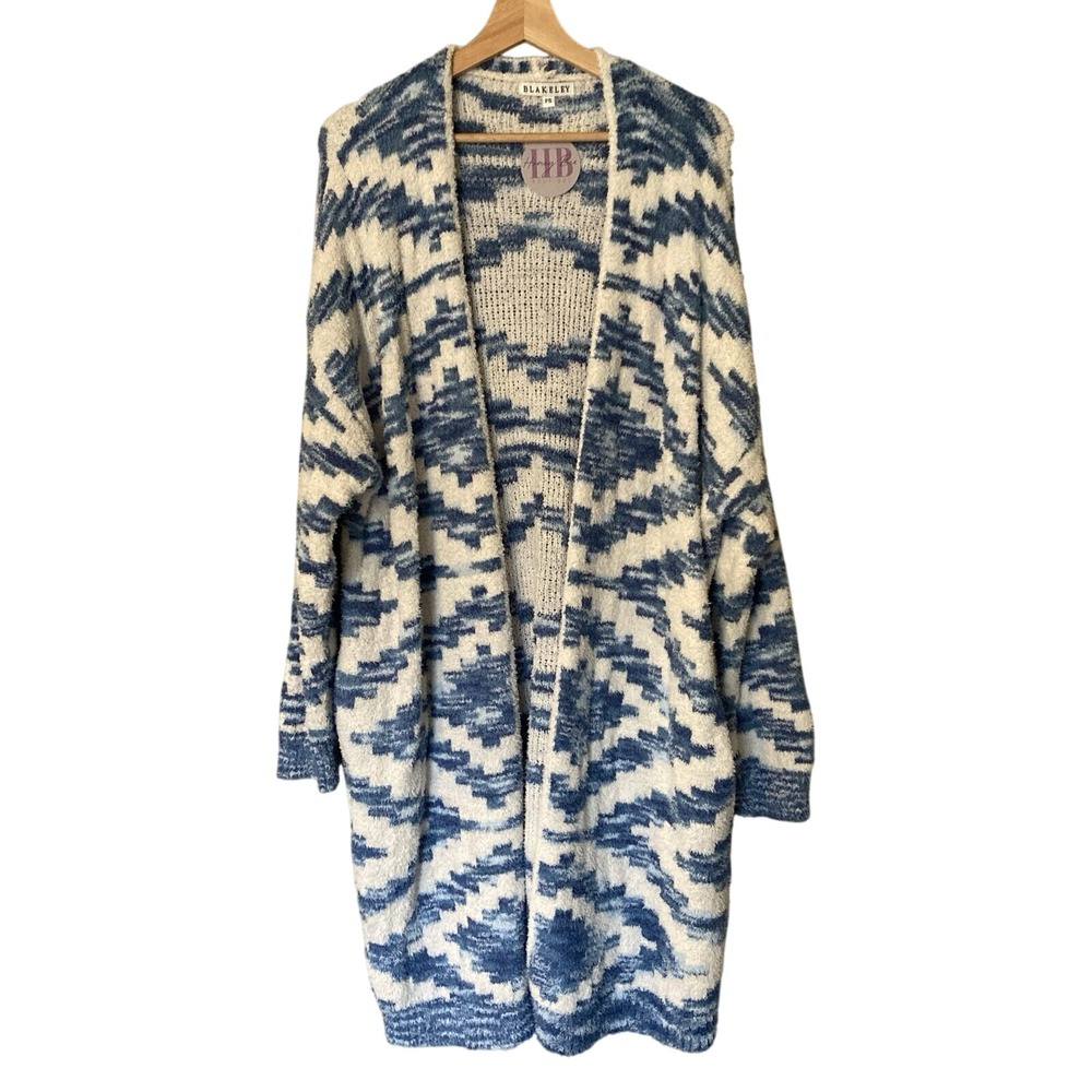 Blakley Avery Aztec Cloud Cardigan Boutique Blue Comfy Oversized Size Small S‎